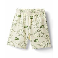 Babyhug Cotton Knit Half Sleeves Dino Printed Co-Ords T-Shirt & Shorts Night Suit - Cream