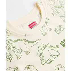 Babyhug Cotton Knit Half Sleeves Dino Printed Co-Ords T-Shirt & Shorts Night Suit - Cream