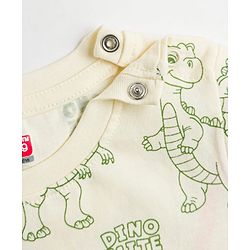 Babyhug Cotton Knit Half Sleeves Dino Printed Co-Ords T-Shirt & Shorts Night Suit - Cream