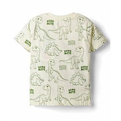 Babyhug Cotton Knit Half Sleeves Dino Printed Co-Ords T-Shirt & Shorts Night Suit - Cream