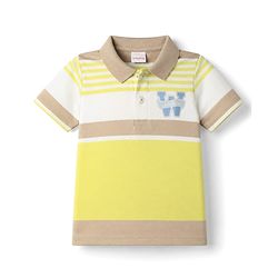Babyhug 100% Cotton Knit Half Sleeves Polo T-Shirt with Stripes -Yellow