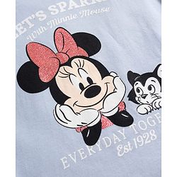 Babyhug Disney 100% Cotton Knit Half Sleeves T-Shirt With Minnie Mouse & Friends Graphic & Bow Applique - Light Blue