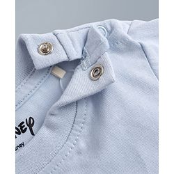 Babyhug Disney 100% Cotton Knit Half Sleeves T-Shirt With Minnie Mouse & Friends Graphic & Bow Applique - Light Blue