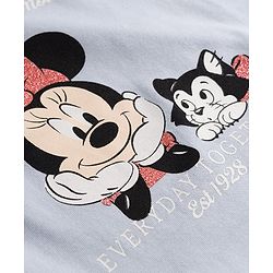 Babyhug Disney 100% Cotton Knit Half Sleeves T-Shirt With Minnie Mouse & Friends Graphic & Bow Applique - Light Blue