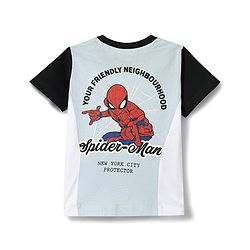 Babyhug Marvel Cotton Knit T-Shirt with Spiderman Graphic Half Sleeves Round Neck Multi Color 3-6 Months