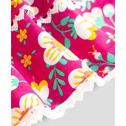 Babyhug Cotton Knit Sleeveless Top with Floral Print - Multicolor