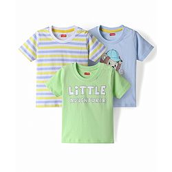 Babyhug Cotton Knit T-Shirts Half Sleeves Graphic Multi Color 6-9 Months Pack of 3