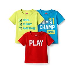 Babyhug 100% Cotton Knit Half Sleeves T-Shirt with Text Print Pack of 3 - Multicolor