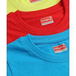 Babyhug 100% Cotton Knit Half Sleeves T-Shirt with Text Print Pack of 3 - Multicolor