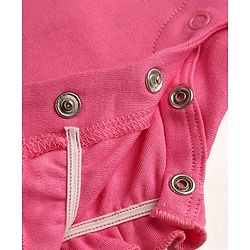 Babyhug 100% Cotton Knit Half Sleeves Hearts Printed Romper With Headband - Dark Pink