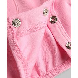 Babyhug 100% Cotton Knit Half Sleeves Striped Romper With Animal Applique - Pink