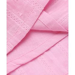 Babyhug 100% Cotton Woven Sleeveless, Frill Sleeves Dobby Top With Floral Embroidery in Pink