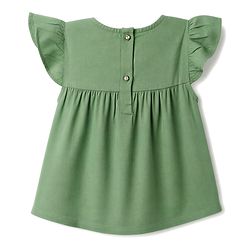 Babyhug 100% Cotton Woven Crepe Half Sleeves Floral Embroidered Top - Green