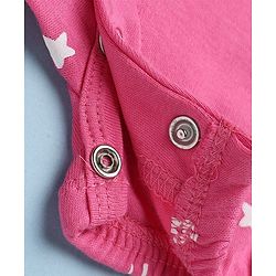 Babyhug 100% Cotton Interlock Knit Half Sleeves Bow & Floral Printed Romper - Pink