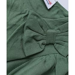 Babyhug Crinkled Crepe 100% Cotton Woven Half Sleeves Top with Floral Embroidery - Olive
