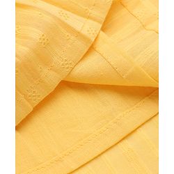 Babyhug 100% Cotton Woven Sleeveless, Frill Sleeves Dobby Top With Floral Embroidery in Yellow