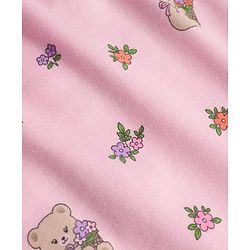 Babyhug 100% Cotton Knit Sleeveless Floral & Bear Printed Romper - Pink