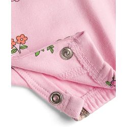 Babyhug 100% Cotton Knit Sleeveless Floral & Bear Printed Romper - Pink