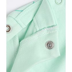 Babyhug 100% Cotton Interlock Woven Full Sleeves Bear Printed Partywear Romper with Attached Waist Coat & Bow - Sea Green
