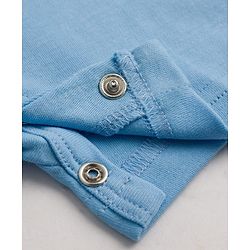 Babyhug 100% Cotton Interlock Knit Half Sleeves Polo Collar Romper With Boat Print - Sky