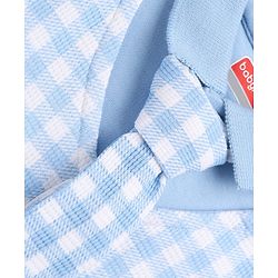Babyhug 100% Cotton Interlock Woven Full Sleeves Partywear Romper with Attached Waist Coat & Tie - Sky Blue