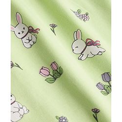 Babyhug 100% Cotton Interlock Knit Frill Sleeves Romper & Head Band With Bunny & Floral Print - Light Green