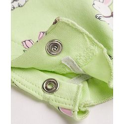 Babyhug 100% Cotton Interlock Knit Frill Sleeves Romper & Head Band With Bunny & Floral Print - Light Green
