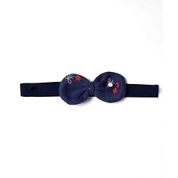 Babyhug 100% Cotton Interlock Knit Half Sleeves Romper & Head Band With Floral Print - Navy