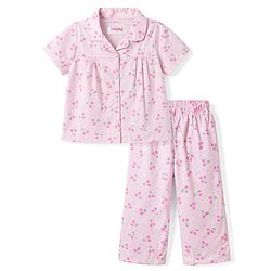 Babyhug Cotton Knit Half Sleeves Top & Pyjama Co-ord Night Suit with Floral Print - Pink