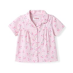 Babyhug Cotton Knit Half Sleeves Top & Pyjama Co-ord Night Suit with Floral Print - Pink