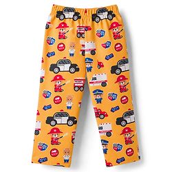Babyhug Cotton Woven Front Open Half Sleeves Shirt & Pyjama Night Suit Car & Bear  Print - Yellow