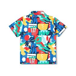 Babyhug Cotton Woven Half Sleeves Printed Shirt & Pyjama Co-ord Night Suit - Blue