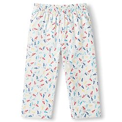 Babyhug Cotton Woven Front Open Half Sleeves Printed Shirt & Pyjama Night Suit - White