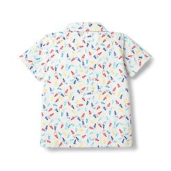 Babyhug Cotton Woven Front Open Half Sleeves Printed Shirt & Pyjama Night Suit - White