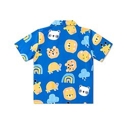 Babyhug Cotton Woven Half Sleeves Shirt & Pyjama Co-ord Night Suit with Animal Print - Blue