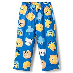Babyhug Cotton Woven Half Sleeves Shirt & Pyjama Co-ord Night Suit with Animal Print - Blue