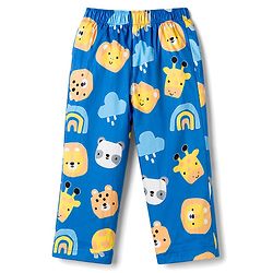 Babyhug Cotton Woven Half Sleeves Shirt & Pyjama Co-ord Night Suit with Animal Print - Blue