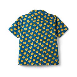 Babyhug Cotton Woven Front Open Half Sleeves Cub Face Printed Shirt & Pyjama Night Suit - Blue