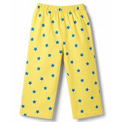 Babyhug Cotton Woven Front Open Half Sleeves Star Printed Shirt & Pyjama Night Suit - Yellow