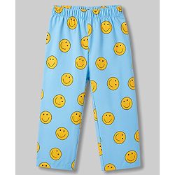 Babyhug Cotton Woven Front Open Half Sleeves Smiley Printed Shirt & Pyjama Night Suit - Blue