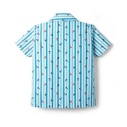 Babyhug Cotton Woven Front Open Half Sleeves Nautical Theme Printed Shirt & Pyjama Night Suit - Blue