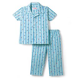 Babyhug Cotton Woven Front Open Half Sleeves Nautical Theme Printed Shirt & Pyjama Night Suit - Blue