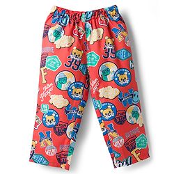 Babyhug Cotton Woven Front Open Half Sleeves Cub Printed Shirt & Pyjama Night Suit - Red