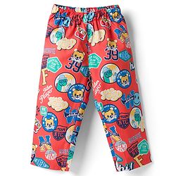 Babyhug Cotton Woven Front Open Half Sleeves Cub Printed Shirt & Pyjama Night Suit - Red