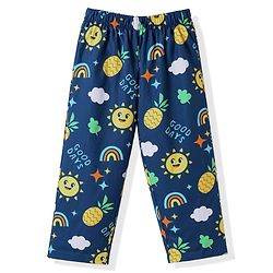 Babyhug Cotton Woven Half Sleeves Woven Half Sleeves Shirt & Pyjama Co-Ord Night Suit With Tropical Theme - Navy Blue