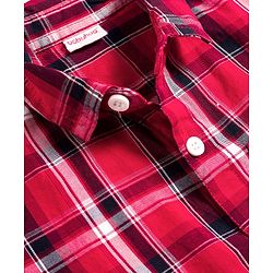 Babyhug Cotton Woven Half Sleeves Checked Shirt & Shorts Set - Red & Beige
