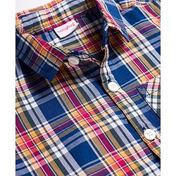 Babyhug Cotton Woven Half Sleeves Checked Shirt & Shorts Set - Multicolour