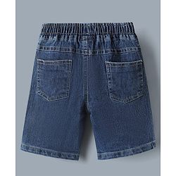 Babyhug Single Jersey Knit Denim Half Sleeves Shirt & Shorts Set With Text Print Inner Tee - Blue