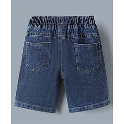 Babyhug Single Jersey Knit Denim Half Sleeves Shirt & Shorts Set With Text Print Inner Tee - Blue