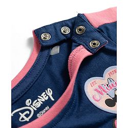 Babyhug Disney Single Jersey Knit Half Sleeves T-Shirt & Shorts Night Suit With Minnie Mouse Applique - Navy Blue
